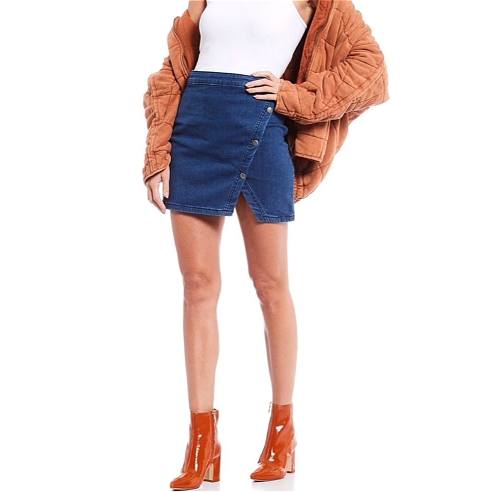 NWT We The Free Notched Button Wrap Mini Skirt